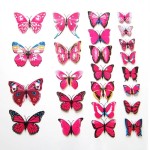 3D butterflies with magnet, house or event decorations, set of 12 pieces, rose red color